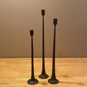 Wrought iron candlestick set of 3